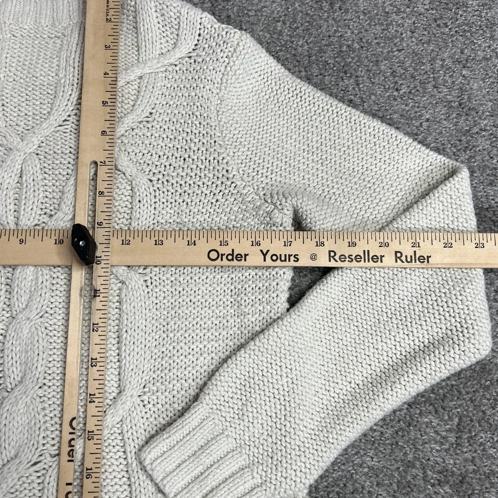 Abercrombie‎ & Fitch Sweater Womens Medium Cream Cable Knit Crewneck Pullover